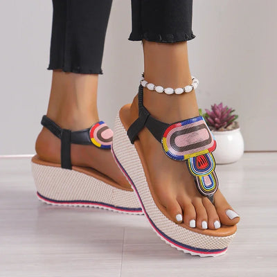 sandales compensées noires femme