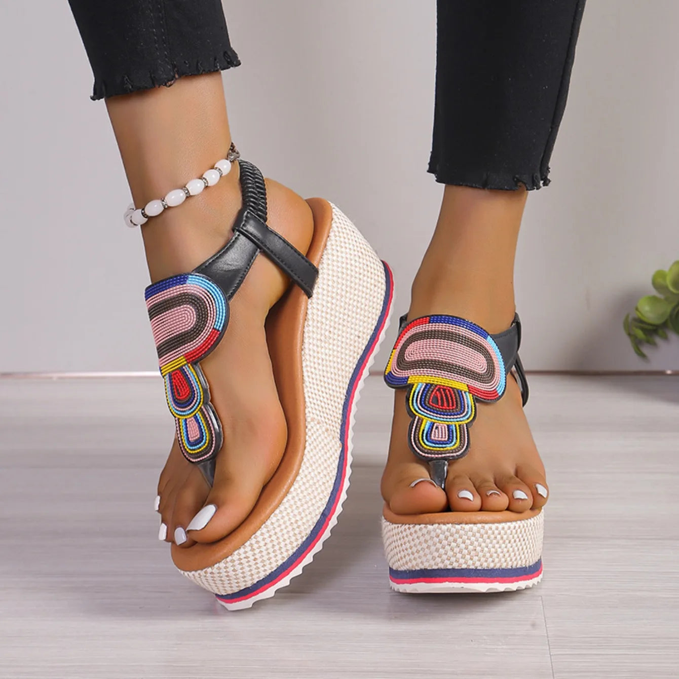 sandales compensées noires femme